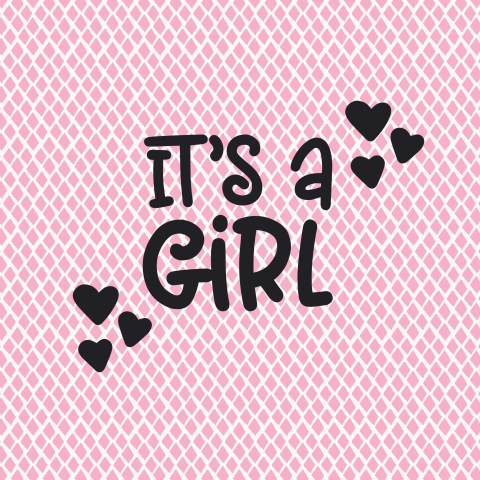 felicitatie geboorte it's a girl roze ruitjes met hartjes