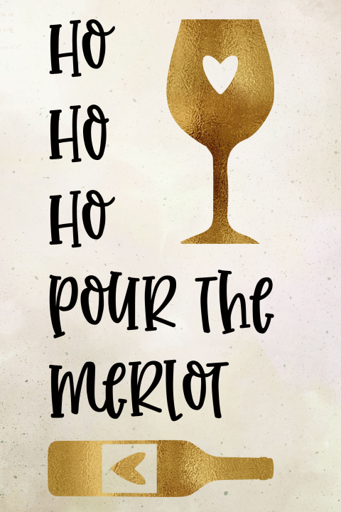 grappige kerstkaart Ho Ho Ho pour the merlot