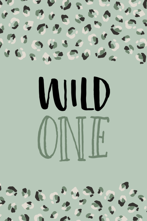 hippe uitnodigingskaart eerste verjaardag Wild One met panterprint