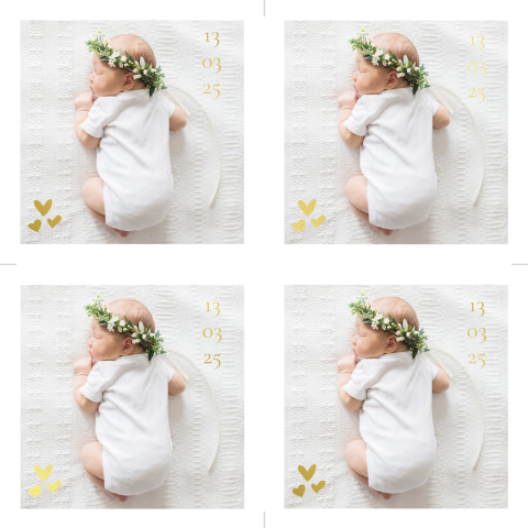 labels geboortekaartje foto baby vierkant met folie