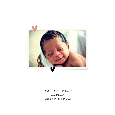 minimalistisch geboortekaartje met foto en goudfolie