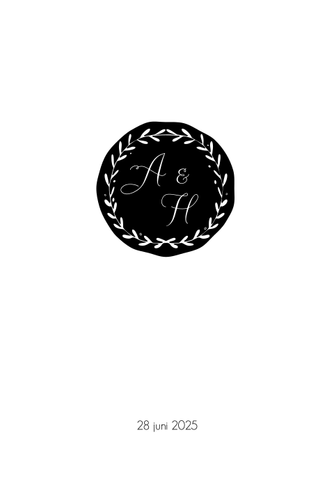 minimalistische trouwkaart met initialen