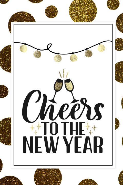 nieuwjaarskaart cheers to the new year goud