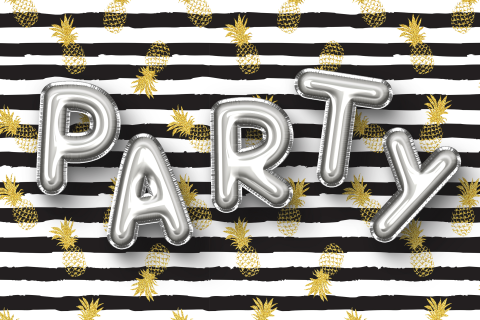 Party feestelijke uitnodiging in zwart, zilver en goud