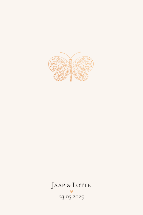 romantische trouwkaart vlinder handgetekend koperfolie
