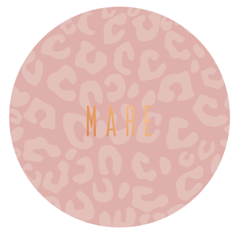 ronde geboortekaart roze panterprint