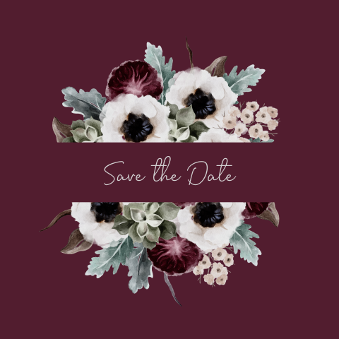 save the date bordeaux rood bloemen
