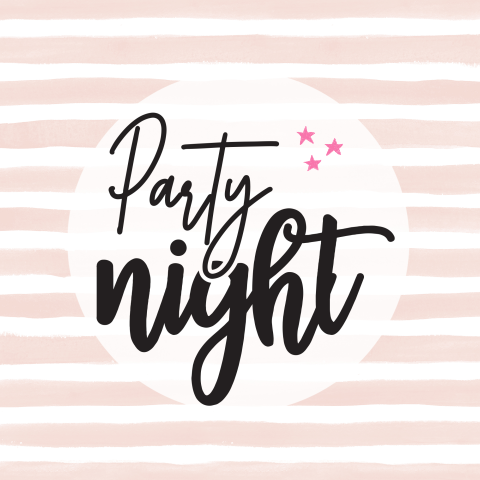 uitnodiging Party Night met roze strepen