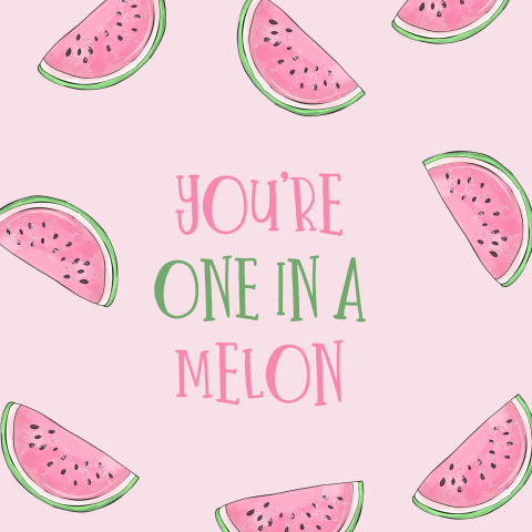 You're one in a melon in roze en groen