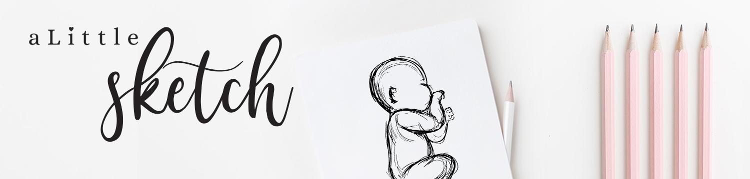 Een gepersonaliseerde poster met lijntekening of schets van je baby