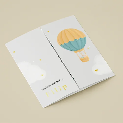 Geboortekaartjes met luchtballonnen