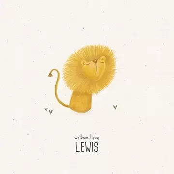 geboortekaartje met illustratie van een lief leeuwtje
