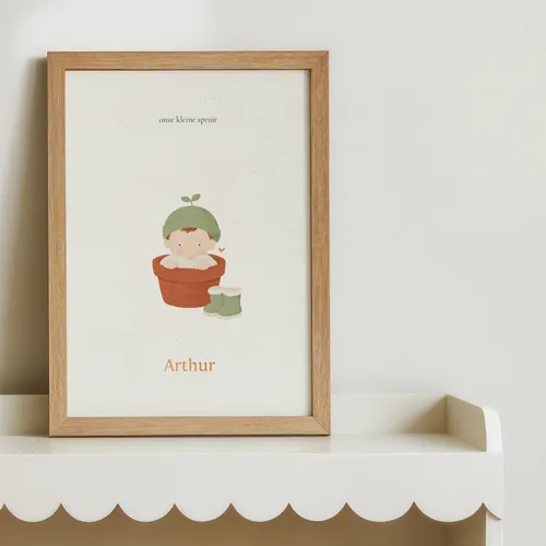 Minimalistisch geboortekaartje met klein spruitje